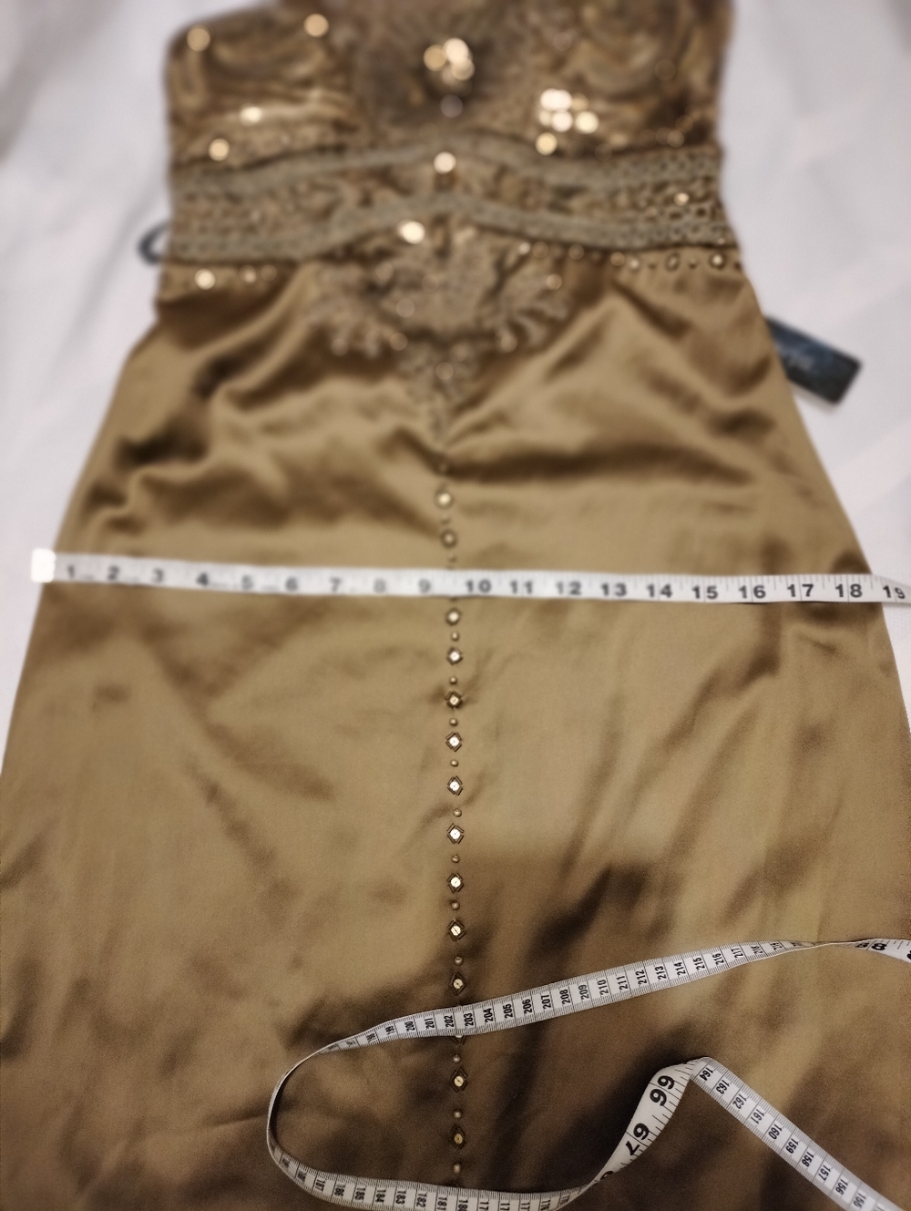 Sue Wong Strapless Taupe Embellished Cocktail Dress - Picture 6 of 9